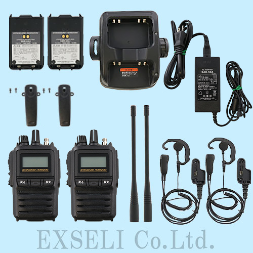 SR810U 中古整備品 2台セット(新品イヤホンマイクEX-MD20、標準リチウムイオン電池パック、連結型充電器、ACアダプタ付き) YAESU製3Bデジタル簡易無線免許局