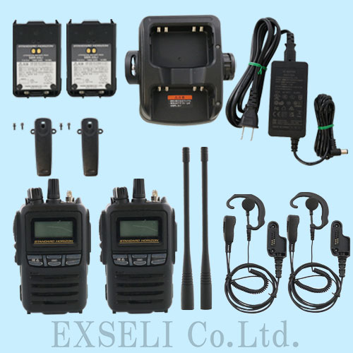 SR810U 中古整備品 2台セット(新品イヤホンマイクEX-MD20、標準リチウムイオン電池パック、連結型充電器、ACアダプタ付き) YAESU製3B/3C/3Dデジタル簡易無線免許局